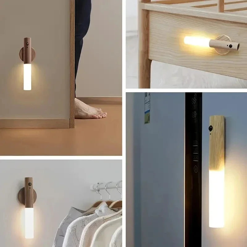 Motion sensor night light indoor LED rechargeable wall light bedroom corridor staircase kitchen cordless light magnetic